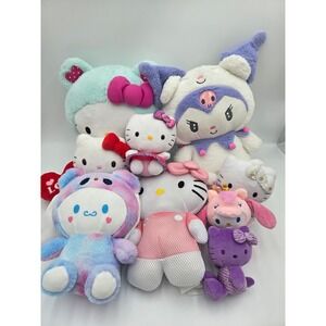 Sanrio Hello Kitty Kuromi Cinnamoroll Plush Lot of 9 Mixed Sizes Multi-Color